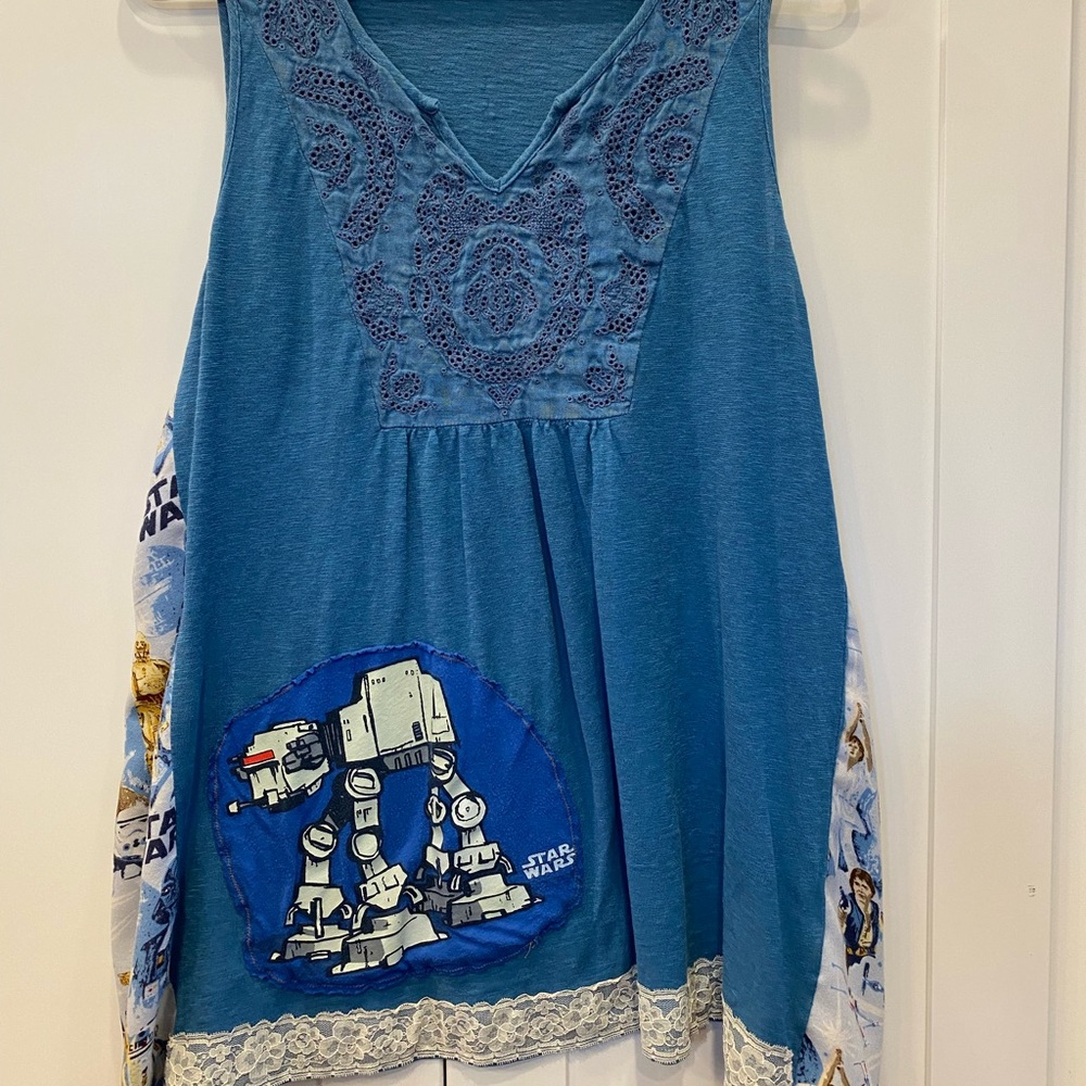 OOAK Star Wars Blouse With Vintage Fabric and Lace